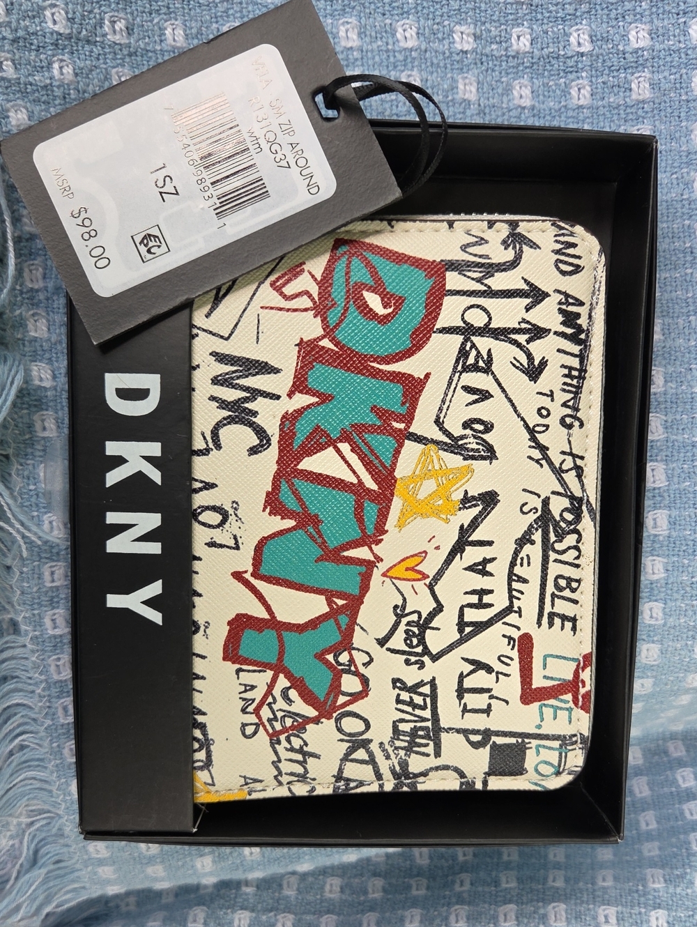 DKNY Vela Small Zip Around Wallet In NY Graffiti. NIB.
